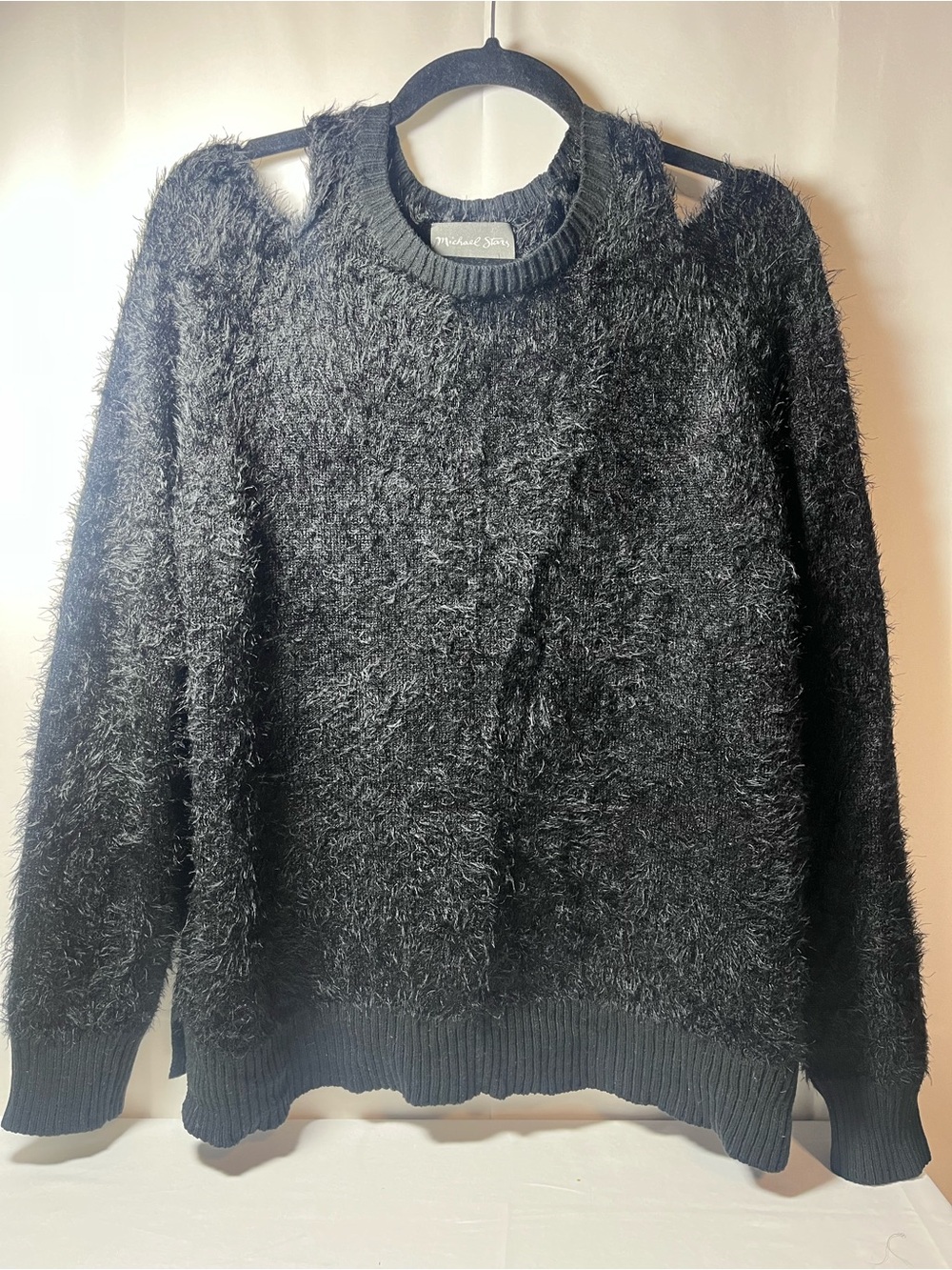 Michael Stars Black Fuzzy Eyelash Knit Sweater